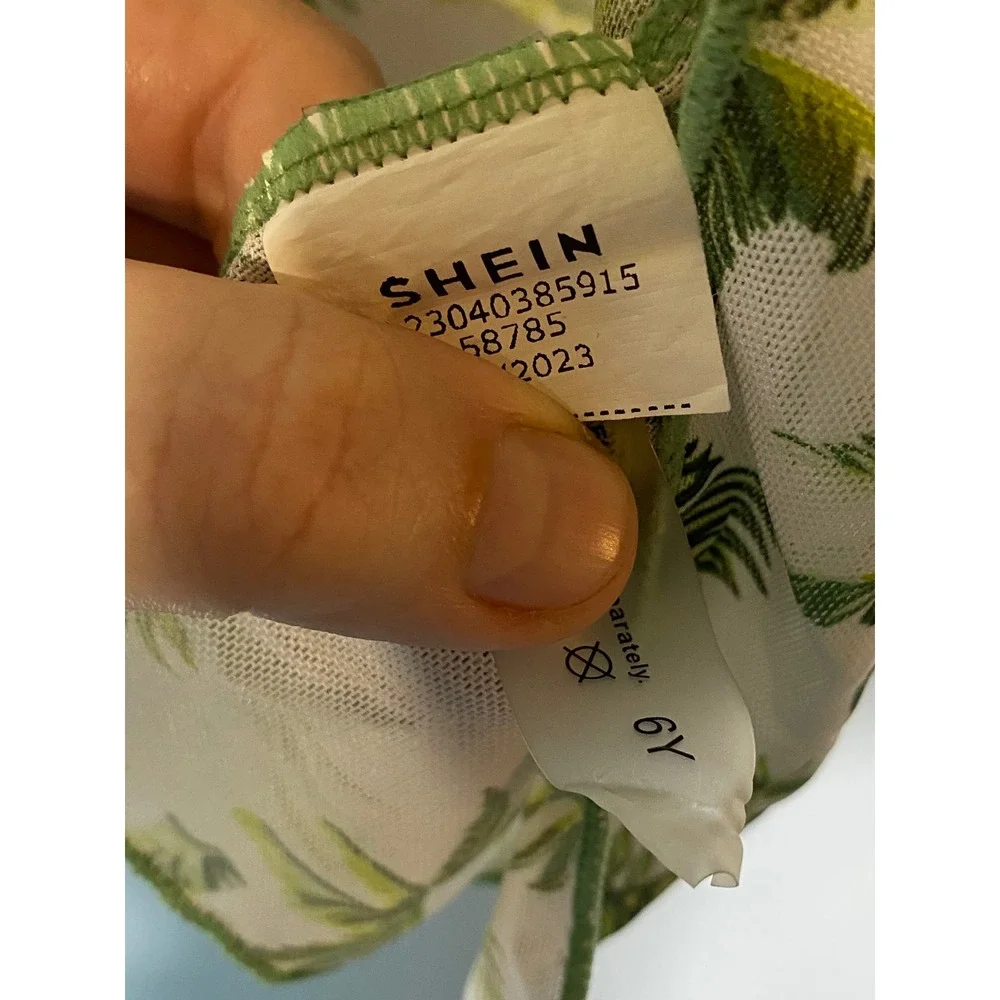 Girls Palm Tree Kimono Cover Up Green Tropical Beach Vacation 6Y Hawaiian